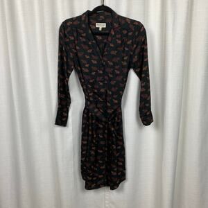 Black Fox Print Bridge & Burn Mini Shirt Dress